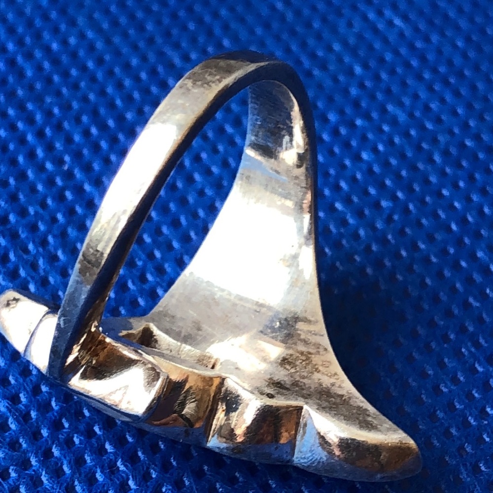 Vintage Solid Sterling Silver Mop Ring 925 S 7.5 - image 4